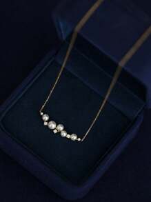 falinne 1pc Versatile Pearl Zirconia Galaxy Pendant, 2025 New S925 Silver High-End Designed Delicate Clavicle Necklace, Ideal Valentine's Day, Birthday Gift For Girlfriend, Women, Weddings