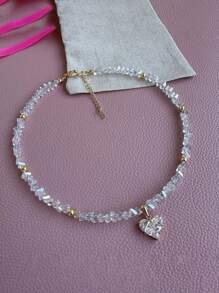 Fashion Vintage Sexy Zirconia Heart Pendant Necklace For Women Wedding Season Boho Geometric Baroque Transparent Crystal Chain Jewelry - Multicolor - View 1