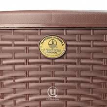 Bote De Basura Con Pedal Tipo Rattan 8L - Marrón Chocolate - Ver 6