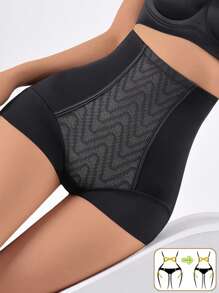 High Waist Slimming Postpartum Shaping Pants For Women, Tummy Control Seamless Shapewear Leggings With Mesh, Prevents - Black - View 5