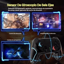 Controlador de interruptor, controlador inalámbrico Pro para Switch/Switch Lite/Switch OLED/Android/iOS/PC, Switch Remote Gamepad con joystick, vibración turbo ajustable, ergonómico antideslizante,1000 mAh Batería - Negro - Ver 4