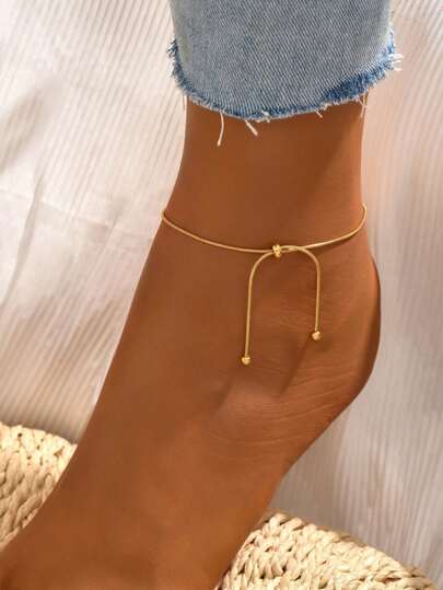 1pc Fashionable Drawstring Anklet For Women, Simple Versatile Anklet Accessory Suitable For Wearing On Summer Vacations, Beach Foot Accessories