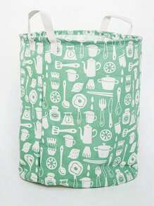 斯堪的纳维亚风格简约亚麻脏衣篮、玩具收纳箱、可折叠衣物收纳篮、防水布洗衣篮 - 彩色 - 查看 8