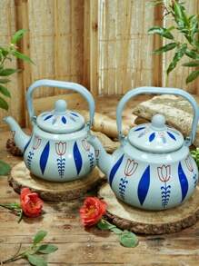 Set Of 1 Elegant Enamel Teapot With Lid And Tea Infuser, Colorful Floral Design, Great For Coffee, Tea, Milk - Compatible With Electric And Gas Stove - Ideal Kitchen Utensil Gift Set, Gift For Tea Lovers | Floral Enamel Kettle | Durable Enamel - Red - View 12