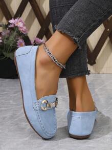 2025 Nuovi arrivi primaverili da donna, , mocassini eleganti con catena dorata, leggeri, comodi e versatili, scarpe piatte in gomma