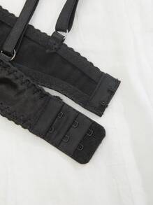 性感时尚女士内衣套装，包括胸罩和丁字裤，展现女性魅力 - 黑色 - 查看 4