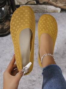 Mocasines planos casuales transpirables de punto para mujeres