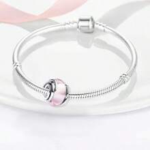 Série en verre argenté Su-Carata Charms et bijoux en verre de Murano rose enveloppé, convenant pour la création de bracelets, colliers et pendentifs DIY. Excellent cadeau pour les femmes, la famille et les amis