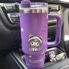 Sanrio [Tasse Sanrio Kuromi] 1 pièce tasse isotherme en acier inoxydable Sanrio Kuromi avec couvercle et paille, tasse à café réutilisable ronde de 40 oz pour boissons d'été et d'hiver, accessoires de voyage et cadeaux pour la rentrée scolaire