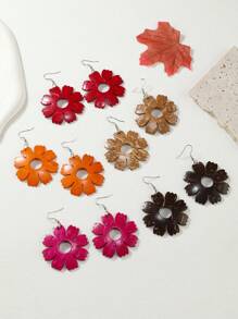 Newly Designed Handmade Coconut Shell Flower Retro European Style Versatile Earrings - Multicolor - View 1