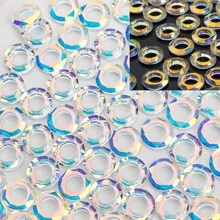 8/10/14/20mm 玻璃大孔彩虹电镀戒指吊饰 DIY 珠子适用于珠宝制作、生日和节日礼物工艺品（项链、耳环、手机壳等）