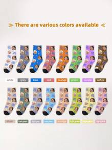 1 par de calcetines personalizados de media pantorrilla con impresión de rostro para niños y niñas, calcetines personalizados para adolescentes con fotos, calcetines divertidos con diseño personalizado para uso diario, vacaciones, cumpleaños y talla grande