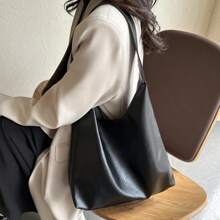 Vintage Women's Soft PU Leather Shoulder Bag Large Commuter Bag Versatile Women's Tote Underarm Bag Quality