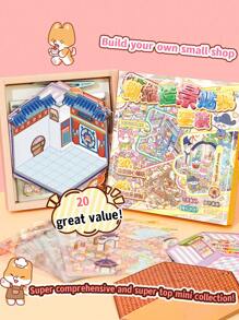 100 件/盒 50 种设计微型风景贴纸,缓解压力 3D 分层小房子 DIY 工艺贴纸材料 - 彩色 - 查看 8