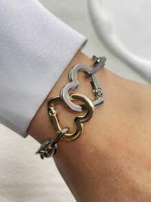 1pc Heart Shaped Bracelet Design Bracelet Chain, As A Gift For Couples, Friends, And Family On Daily Life And Festival Occasions
