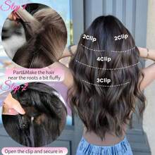 Clip In Hair Extension, Blonde Hair Extensions Invisible Lace Weft Synthetic Natural Soft 14 Inch Short Wavy Curly Hair Extensions For Women - Ombre Brown Blonde With Highlights - View 4