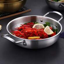 Casserole à soupe en acier inoxydable argenté/doré, marmite à nouilles coréenne, ustensile de cuisine pour table de cuisson à induction, marmite pour ramen et fruits de mer pour usage domestique