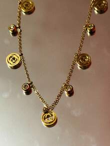 1 Piece Unique Style Gold Oval Design Necklace For Special Occasions - Gold - View 9