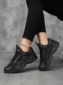 Women's Casual Sports Shoes, Lolita Style, Breathable & Lightweight Running Shoes, Fashionable Casual Trainers, Non-Slip Leather & Mesh Sneakers For Women, Ideal For Outdoor, Party, School