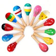 2pcs/8pcs/12pcs Colorful Wooden Sand Hammers, Mini Maracas Toy, Hand Percussion Rattles, Wooden Rumba Shaker Hand Musical Instruments With Clear Rhythm, For Party Favors, Musical Fun, Birthday Parties, Carnivals