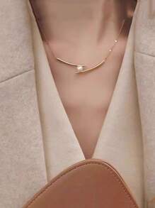 1pc Elegant S925 Silver-Plated Gold Cross Pearl Necklace For Women, Luxury Minimalist Pendant, Suitable For Daily Wear - Gold Pearl Necklace - View 3