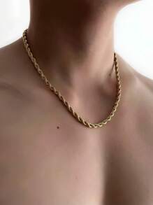 Collar de acero inoxidable con baño de vacío de diseño con giro, cadena cubana de estilo hip hop, en color dorado, plateado y negro, de 2mm, 3mm, 4mm y 5mm, adecuado para el uso diario de los hombres, regalo de fiesta, regalo de Pascua, accesorio de joyería popular para combinar con atuendos diarios, regalo para fiestas, bodas, celebraciones, estilo punk, formal, trajes de oficina, regalo de Pascua, adecuado para celebraciones, bodas y accesorios casuales