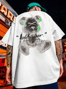 Camisa Camiseta Streetwear Estampada Urso Bear REF 7020 - Branco - Visão 6