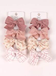 8pcs Bow Hairclips Set, Full Head Coverage, Skin-Friendly, Suitable For Daily Wear, Party, Travel - Multicolor - View 1