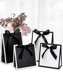 10pcs/5pcs/1pc Minimalist High-End Hepburn Bow Gift Box, Wedding Favours Packaging Bag, White/Black/Pink Tie Scarf Mini Gift Box, Jewelry Gift Box, Suitable For Birthday Party, Wedding Season, Father's Day, Back To School, Teacher's Day, Daily And Holiday Parties