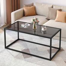 Gold Coffee Table Glass Coffee Tables Modern Rectangular Center Table Simple Minimalist Sofa Table For Living Room Home Office, 39.3 X 19.7 X 17.7in, Gold