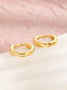 1pair Minimalist Copper Hoop Earrings For Girls For Daily Wear For Kids Birthday Gift - Yellow Gold - View 1