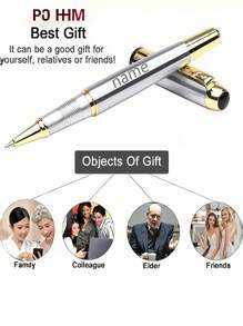 1 metalowy długopis, 2 wkłady, zestaw prezentowy w pudełku – personalizowany, ekskluzywny prezent biznesowy dla mężczyzn, prezent na festiwal, luksusowy długopis z pełną obudową na powrót do szkoły, wystrój biura
