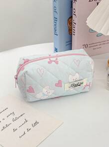 1PC Red Love Bow White Bear Makeup Bag, Fashionable And Casual Large Capacity Portable Zipper Makeup Bag, Travel And Vacation Essential Sanitary Pad Makeup Bag, Bag Cushion , Wired Headset, Earplug, Headset, Charger, Lipstick, Cosmetics, Perfume, Skin Care And Beauty Products, Home Decoration, Suitable For Mothers, Women, Nurses, Students, Female Students, Keys, Holiday Gifts