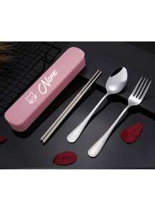 Bộ dao nĩa tùy chỉnh, bao gồm nĩa, đũa, thìa bằng thép không gỉ, bộ dụng cụ ăn uống di động có thể tái sử dụng, thích hợp cho cắm trại, dã ngoại, leo núi và văn phòng. - nhiều màu - Xem 10