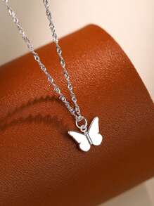 1 件精致女士珠宝，蝴蝶 S925 纯银简约项链，百搭精致锁骨链，时尚派对和生日礼物 - #1 - 查看 2