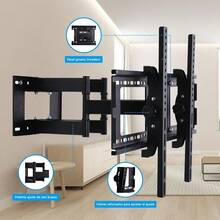 Soporte TV de Doble Brazo para TV de 32-70 Pulgadas,Soporte de TV Telescópico de Seis Brazos Carga Máxima 50KG, Inclinable y Giratorio, Distancia Máxima de Agujero 600x400mm - Negro - Ver 4