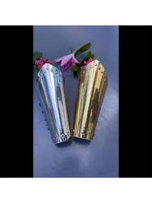 1pc Adjustable Silvery/Golden High-Intensity Faux Leather Wrist Guard Arm Pad Retro Rivet Wrist Guard Arm Halloween Nordic Viking Artistic Style Renaissance Cosplay Props Punk Arm Cosplay Props Costume Accessories, Without Battery - A - View 2