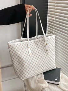 Allover Print One Shoulder Handbag, Mother's Day Gift, Retro Letter Print Tote Bag, Large Capacity Shoulder Bag, Underarm Bag Essential For Commuting, New Autumn/Winter Large Capacity One Shoulder Handbag - Multicolor - View 2