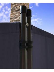 Room Divider 67" W X 65" H Gray | 3-Panel Folding Privacy Screen | Portable Room Partition | Garden Separation Paravent | Water Repellent Indoor & Outdoor Freestanding Wall - Grey - View 5