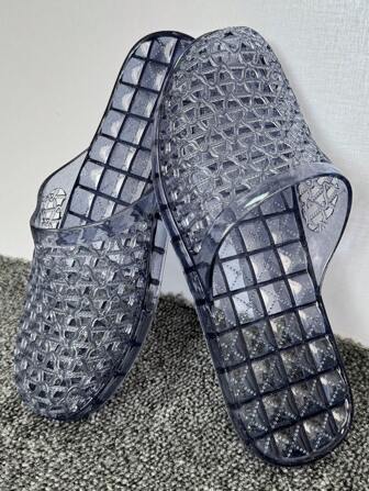 女士包趾休闲拖鞋，时尚透气网眼设计，舒适防滑，适合海滩、度假、室内或室外，平底凉鞋