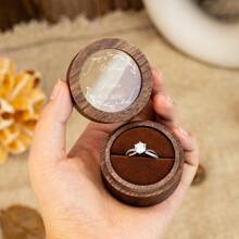 Personalized Wooden Wedding Ring Box With Transparent Acrylic Cover, Customizable Engraved Proposal Ring Box, Gift For Bride, Multi-Functional, Colorful, Modern & Fashionable, Customizable, Unique, Ideal Gift For Him, Ideal Gift For Her, Boyfriend, Dad, Girlfriend, Mom, Family, Friends - Multicolor - View 2