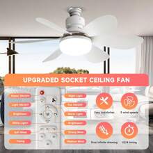 Lampara Ventilador De Techo Led Pantalla De Cristal, Control Remoto, Incluye Expansor Y Base De Abanico - Blanco - Ver 4