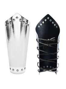 1pc Adjustable Silvery/Golden High-Intensity Faux Leather Wrist Guard Arm Pad Retro Rivet Wrist Guard Arm Halloween Nordic Viking Artistic Style Renaissance Cosplay Props Punk Arm Cosplay Props Costume Accessories, Without Battery - A - View 8