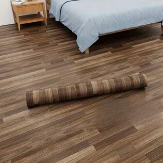 1 Roll Thick Brown Self-Adhesive Non-Slip Bathroom Floor Tile, Kitchen Floor Sticker, Self-Adhesive Home Decor Waterproof Floor Covering, Easy To Install Wall Sticker For Bedroom, Living Room, Office, Kitchen