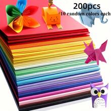 100/200pcs Rich Handmade Paper Set, 10 Different Colors, Excellent For Origami, Arts & Crafts, Office Supplies, Scrapbooking, Sewing, Paper Crafting Tools - Premium Paper Materials.,School Supplies,Back To School - one-size - View 9