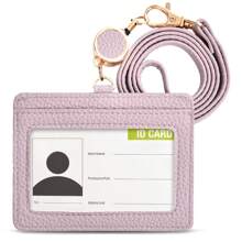 Suport cu două fețe din piele PU pentru insignă de identitate, cu 1 fereastră de identificare și 1 slot pentru card Plus 1 curea detașabilă pentru șnur (suportă 3-4 cărți) pentru femei Portofel Mini portofel Poșetă Portofel Portofel pentru carduri Portofel