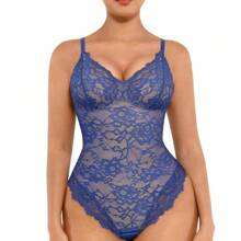 FeelinGirl Sexy Lace Bodysuit Shapewear For Women Thong Adjustable Seamless Underwear Womenswear  Nylon Tops1 Valentine's Day Gift - 半蕾絲白色 - 查看 3