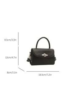 Women's Handbag, Fashionable Minimalist Lock Flap Mini Square Bag, Solid Color Versatile Shoulder Crossbody Bag