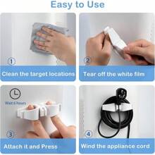 Cord Organizer For Appliances, 8 Pack Upgraded Kitchen Appliance Cord Organizer Stick On Appliance Wire Organizer Wire Wrapper For Kitchen Appliances Mixers, Coffee Maker, Pressure Cooker