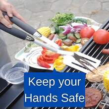 Asada-Acero inoxidable-Uso rudo-Herramientas de asador-Accesorios de parrilla-Set Pinza, Tenedor, Espátula, Cepillo de silicón para barbacoa-kit 4 piezas para regalo - 1 - Ver 7